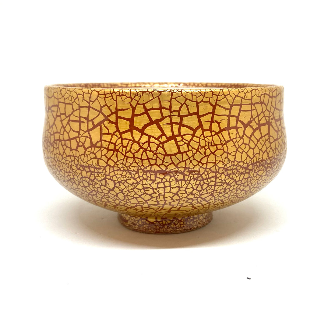 Matcha Bowl  -  Golden Crackle - Red - G