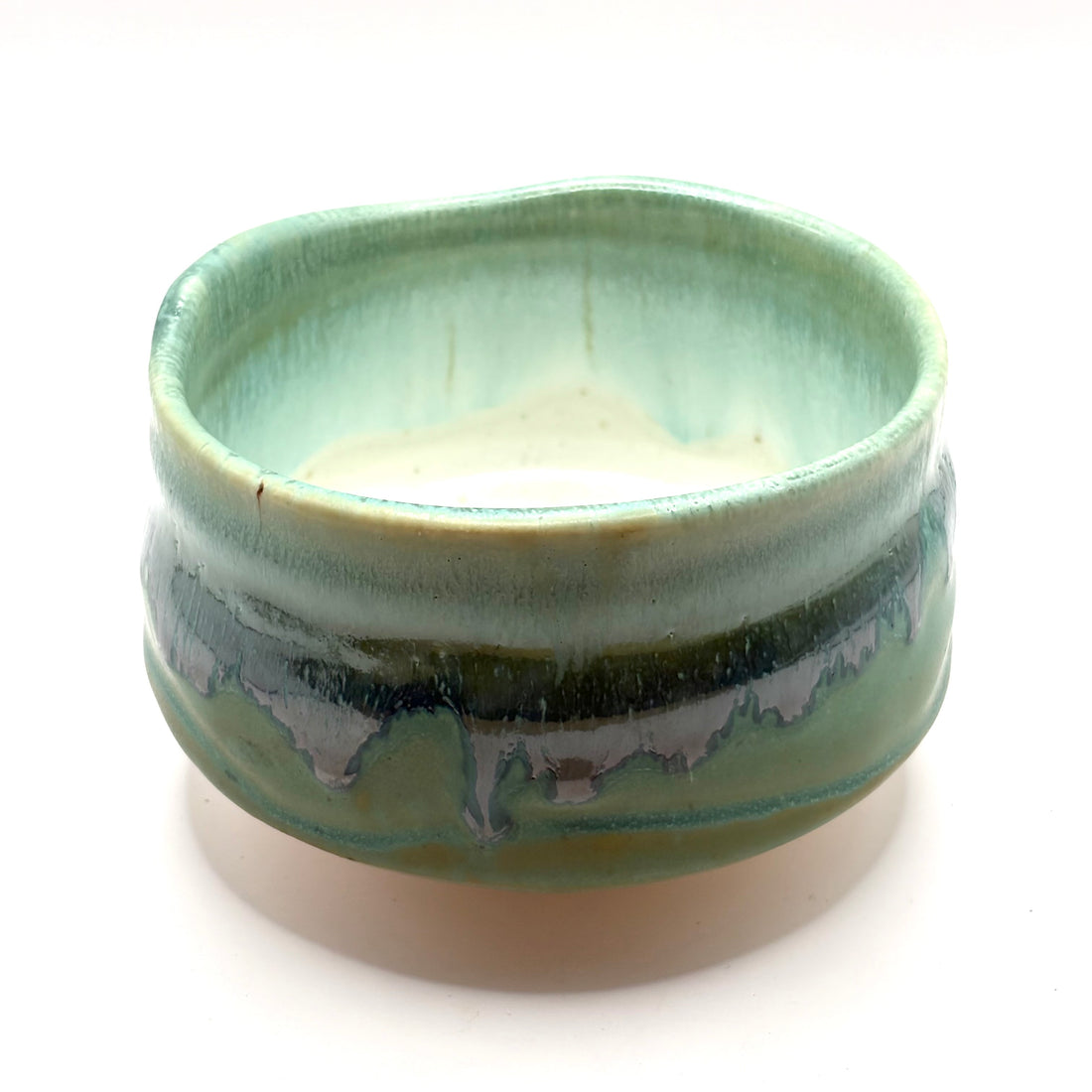 Matcha Bowl  - Green And Purple Glaze - 1543