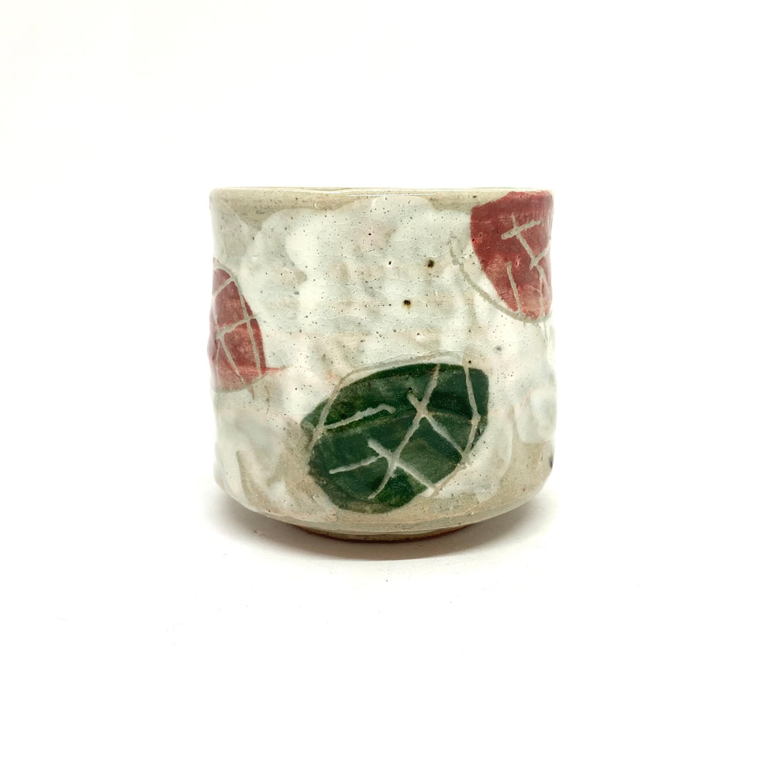 Japanese Tea Cup - Red and Green Leaves