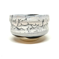 Matcha Bowl  - Black and White Crackle - 43