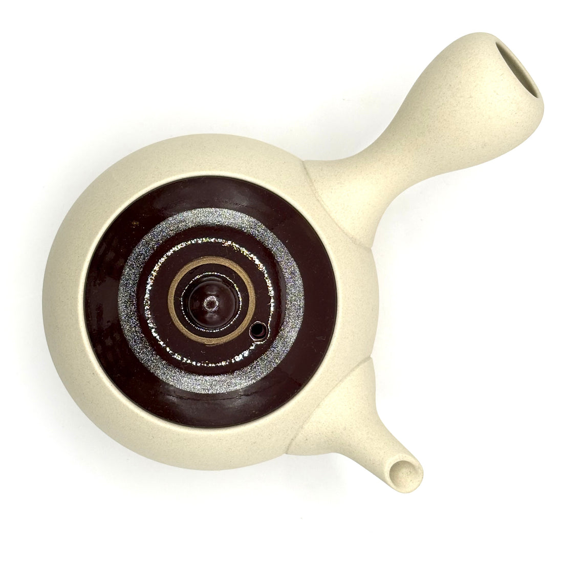 Kyusu Japanese Teapot - White Clay with Red and Silver- 200ml- #119