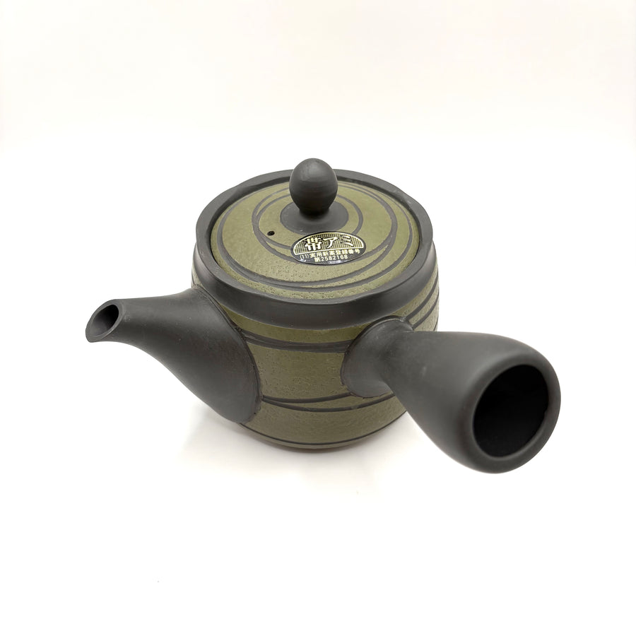 Kyusu Japanese Teapot -  Green Stripes - 300ml - #522