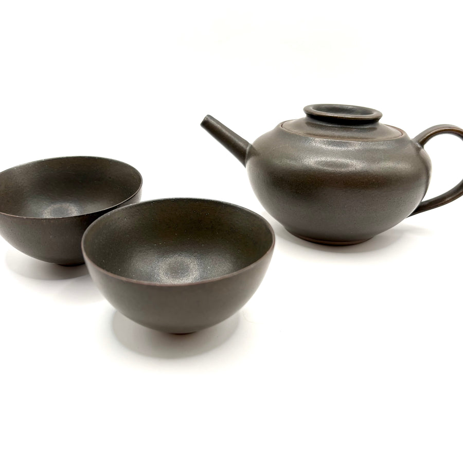Tea Set - Three Piece - Deep Brown
