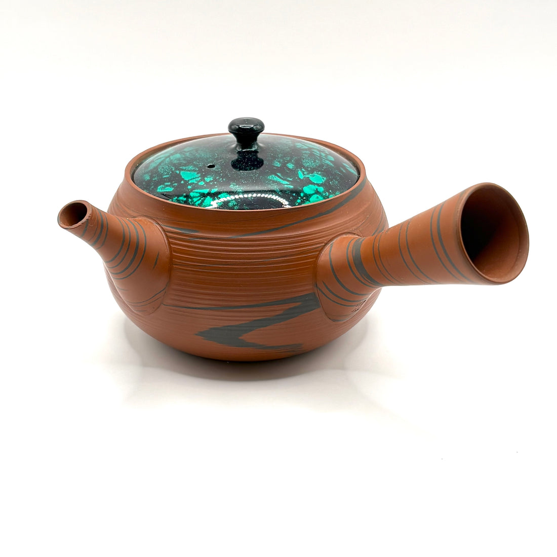 Kyusu Japanese Teapot - Green Lacquer Lid - 300ml- #113