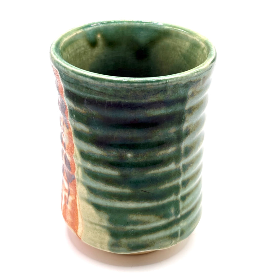 Japanese Tea Cup - Green Oribe