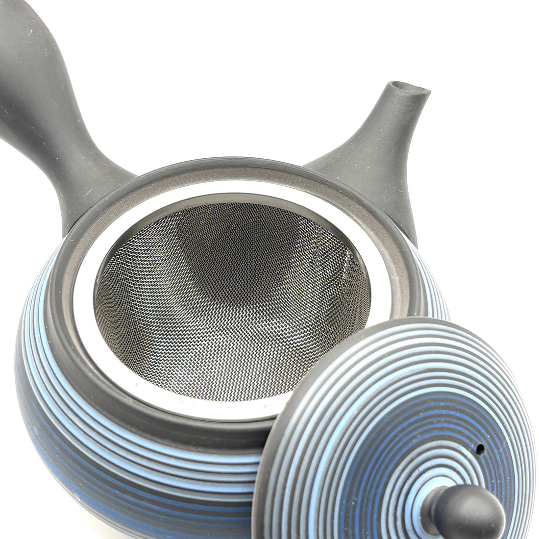 Kyusu Japanese Teapot - Blue Stripes - 340ml- #4087