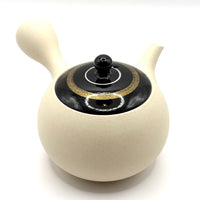 Kyusu Japanese Teapot - White Clay with Black and Gold- 200ml- #118
