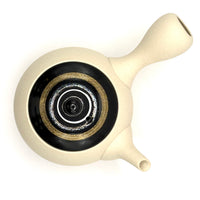 Kyusu Japanese Teapot - White Clay with Black and Gold- 200ml- #118