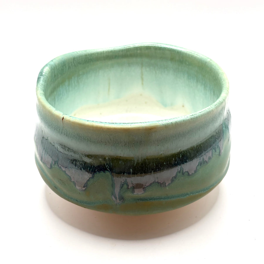 Matcha Bowl  - Green And Purple Glaze - 1543