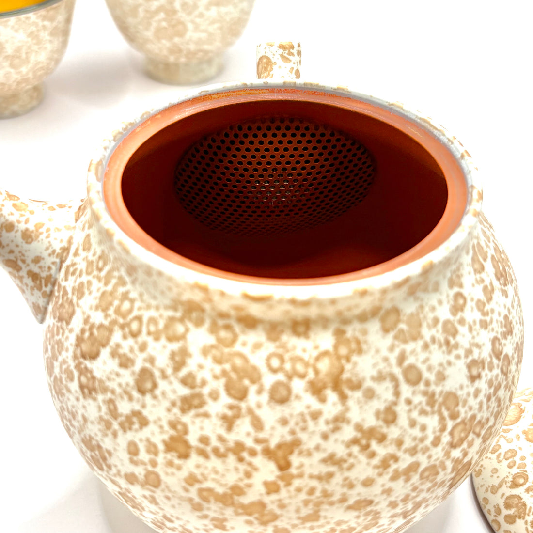 Kyusu Japanese Teapot - Lacquer Tenmoku 3 piece set - White - 150ml