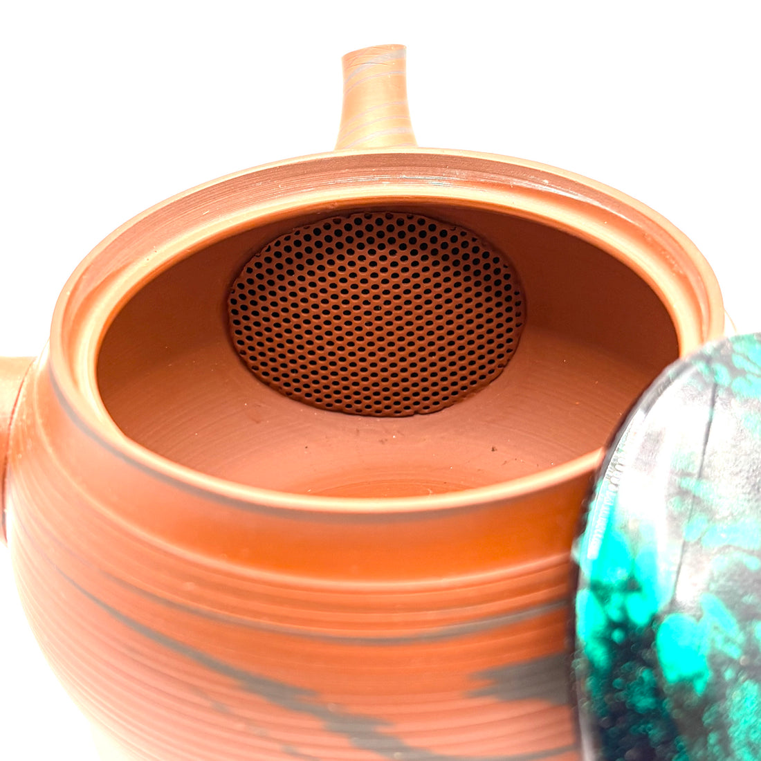 Kyusu Japanese Teapot - Green Lacquer Lid - 300ml- #113