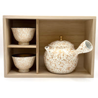 Kyusu Japanese Teapot - Lacquer Tenmoku 3 piece set - White - 150ml