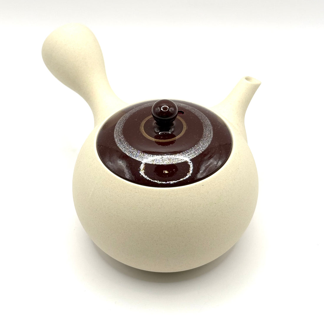 Kyusu Japanese Teapot - White Clay with Red and Silver- 200ml- #119