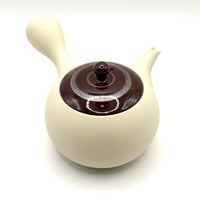 Kyusu Japanese Teapot - White Clay with Red and Silver- 200ml- #119