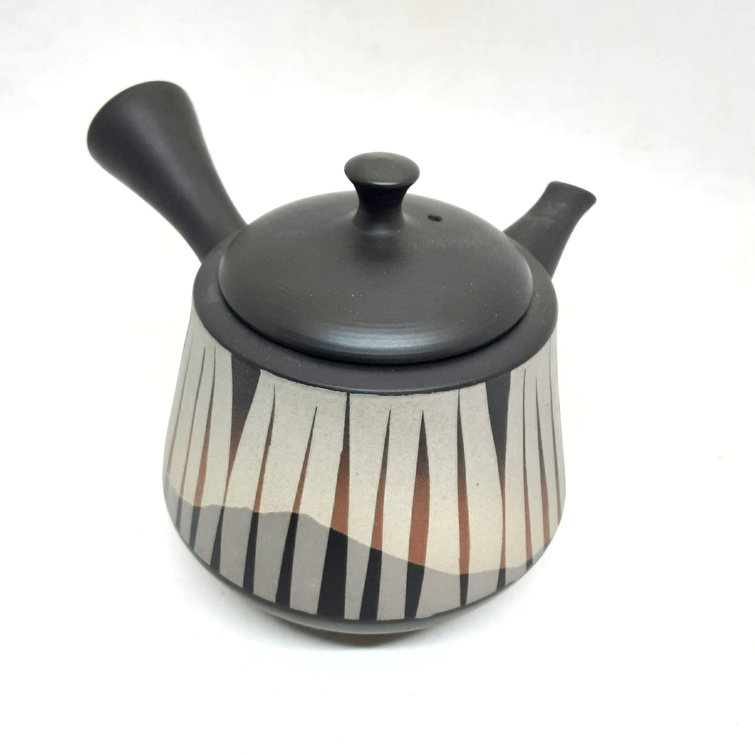 Tokoname / Kyusu Japanese Teapot - Vert. Stripes 17