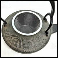 Cast Iron Teapot with Ceramic Lid -Five Auspicious Symbols- M0136