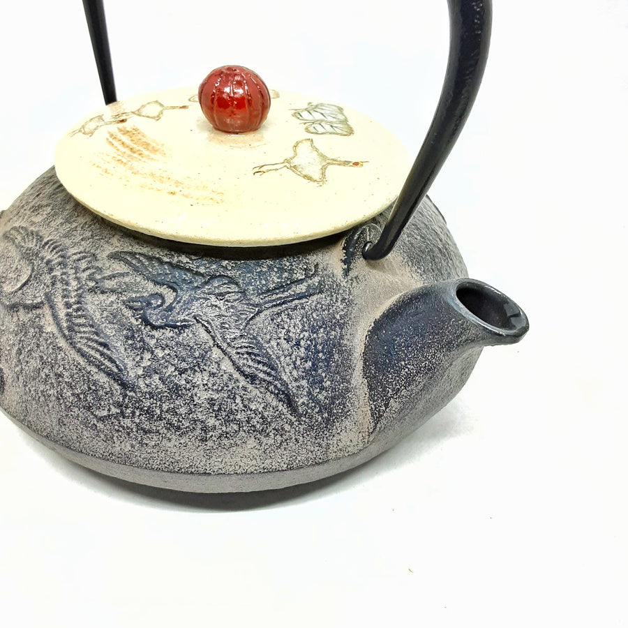 Cast Iron Teapot with Ceramic Lid-Pine and Cranes