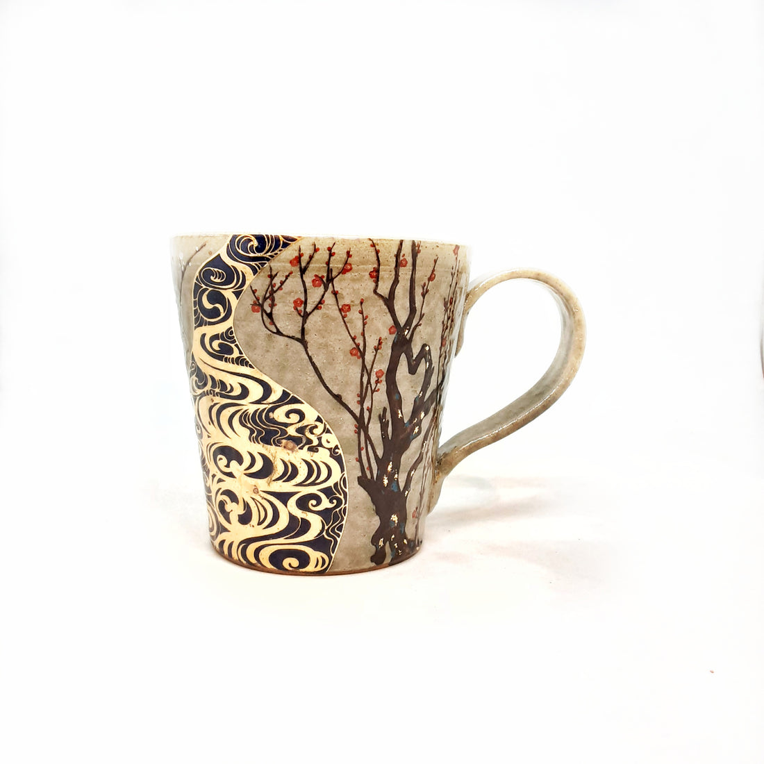 Japanese Tea Cup- Red and White Plum Blossoms Mug - 861