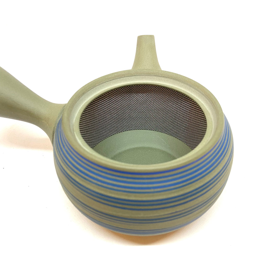 Kyusu Japanese Teapot -  Blue Swirl - 240ml - #514